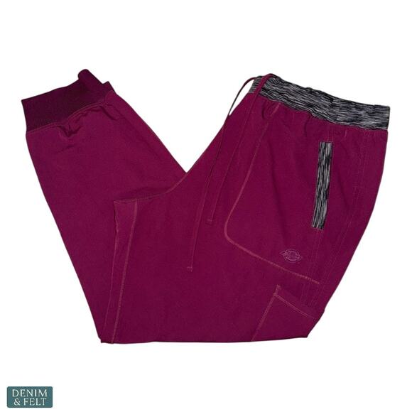 Dickies Dynamix Wine Scrub Set 2XL Top XL Petite Jogger Pants Stretch Nurse - Picture 9 of 15